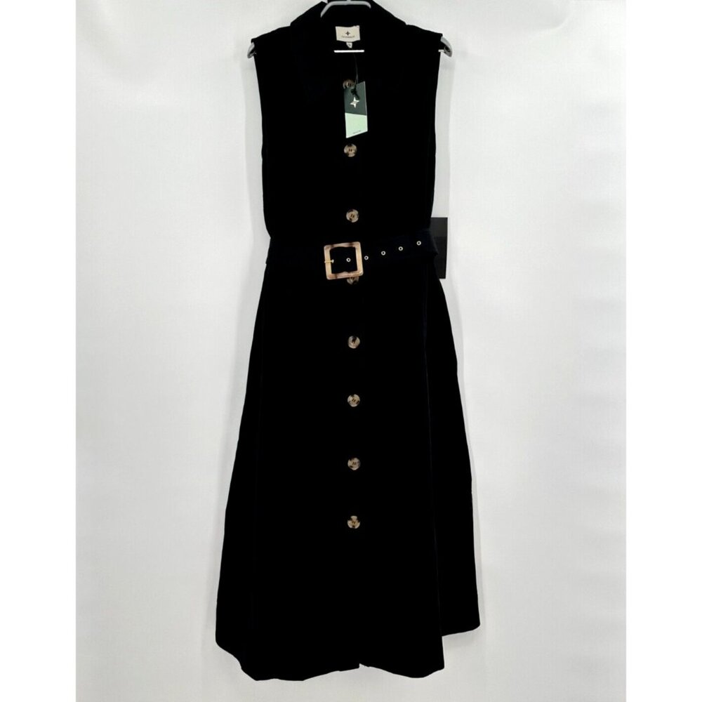 Tuckernuck Black Sleeveless Chamberlin Dress sz XXL Midi Button Front Belt NWT - Picture 2 of 11